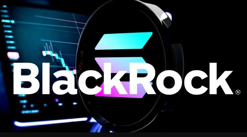 BlackRock logo with financial chart display in background