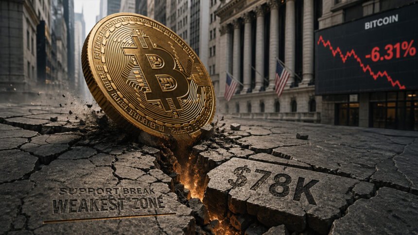 Bitcoin Flash plummets below $78,000 at European market opening, with approximately $295 million in virtual currency liquidation